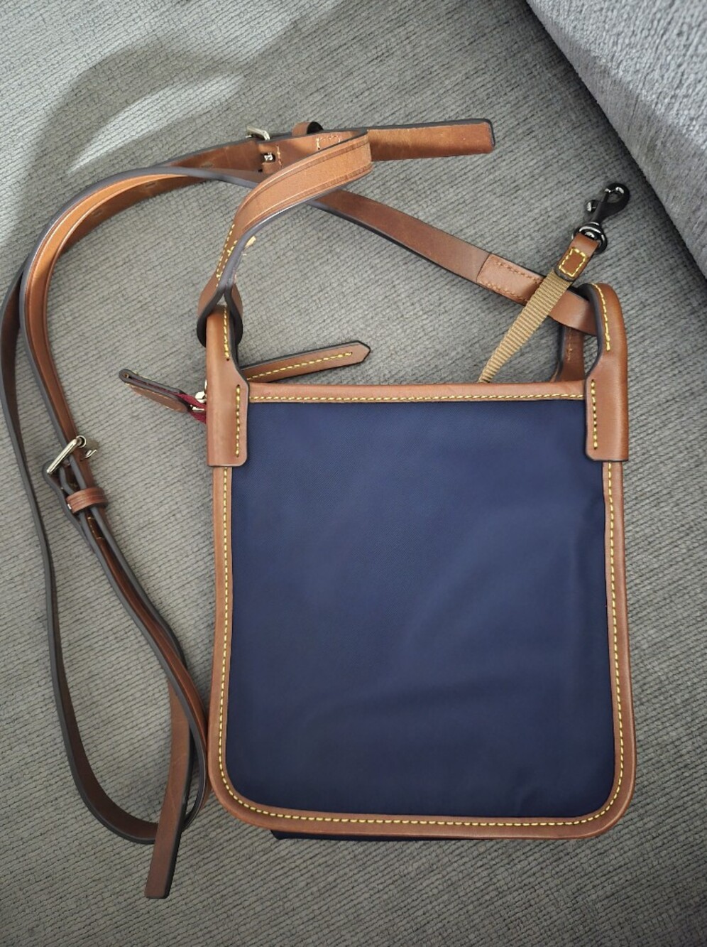 Dooney & Bourke Small Navy and Tan Leather-Trim Messenger Brand New With NO Tag - Picture 9 of 11